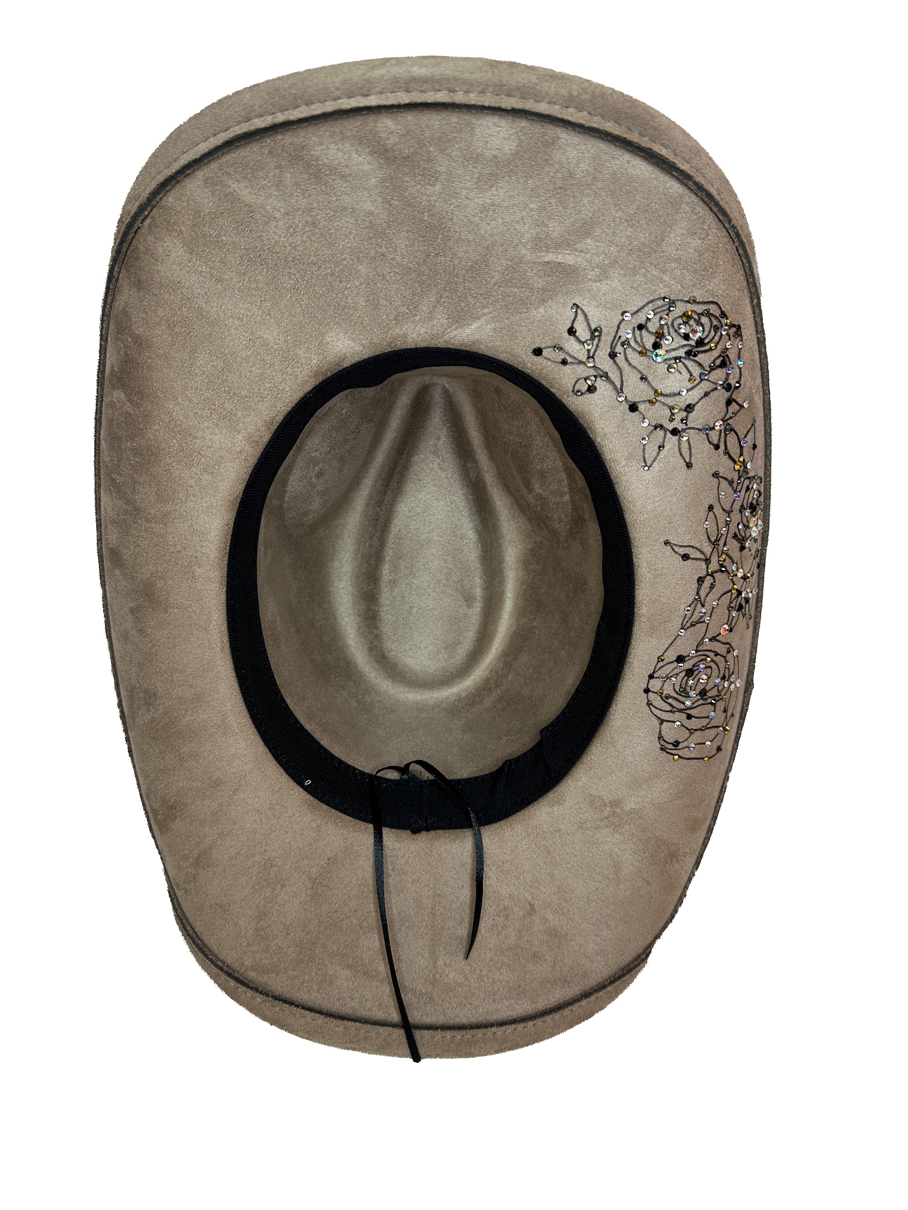 Desert Tan Luxe Rose Rhinestone Embellished Cowboy Hat